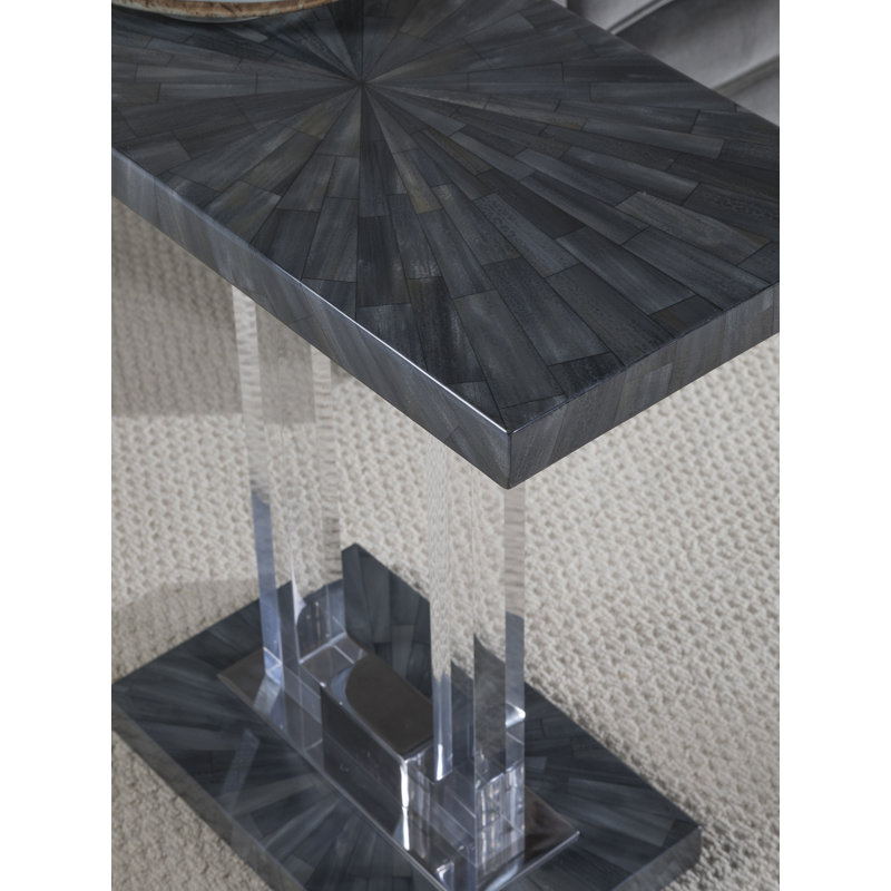 Transitional Black and Gray Rectangular Wood Acrylic Table