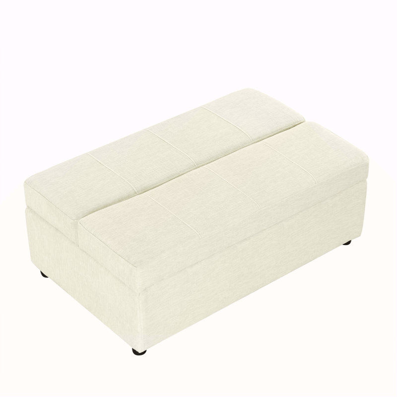 Lit simple escamotable avec repose-pieds et matelas, lit d'invité convertible, blanc, Blanc