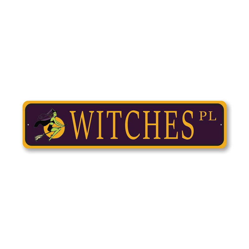 Plaque en aluminium Witch Street, H 6 po x l 24 po x P 0,06 po