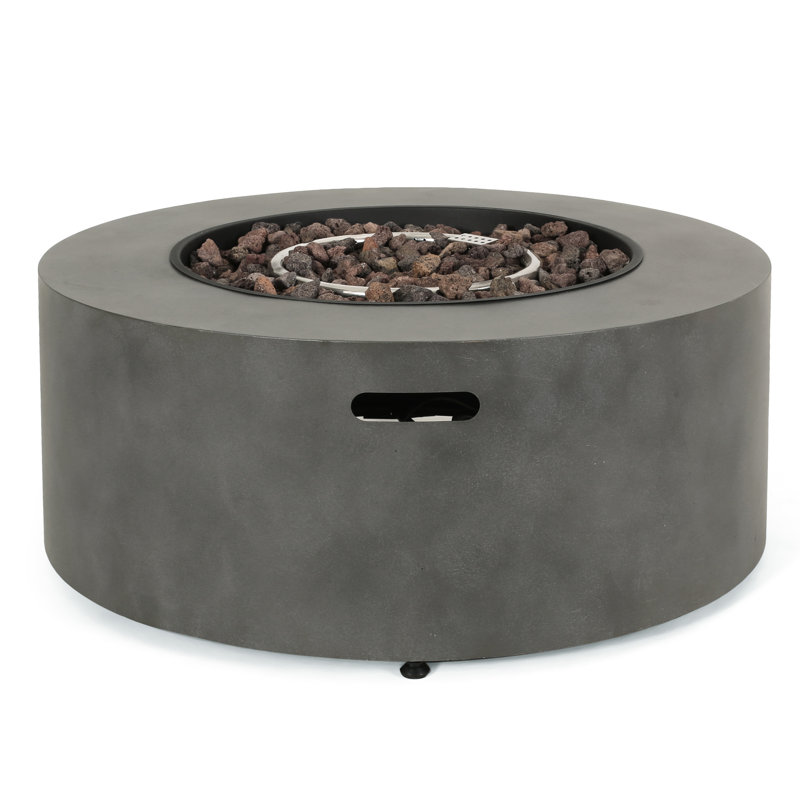 Round Iron Fire Pit With 40,000 , Smokeless, Propane - Fueled, , Quick Start, No Assembly, Stone Gray, 32 Inches Wide, Deep, 13.5 High, 38.96 Lb Pit, Ignition,