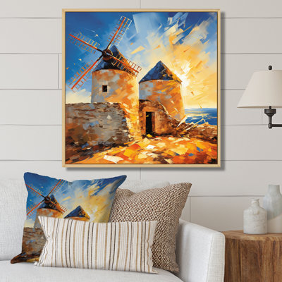 Windmill Evening Glow Sunset - Wind Turbines Wall Art