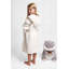 Robe de chambre d'enfant de couleur unie à capuchon souple de luxe avec poches avant - ivoire-675995636