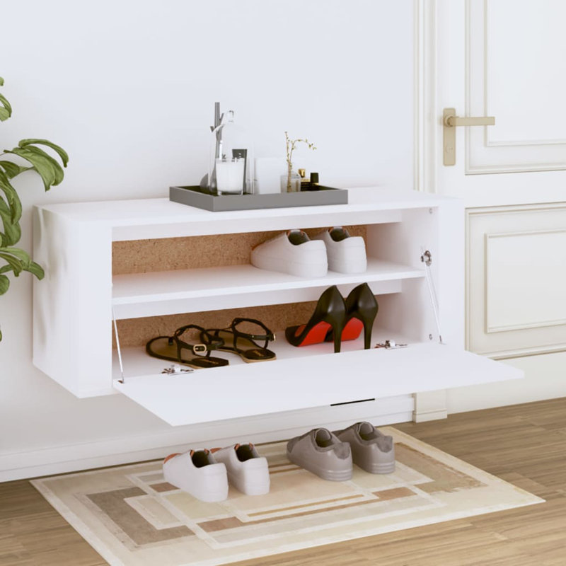 6 Pair Shoe Storage Cabinet, White