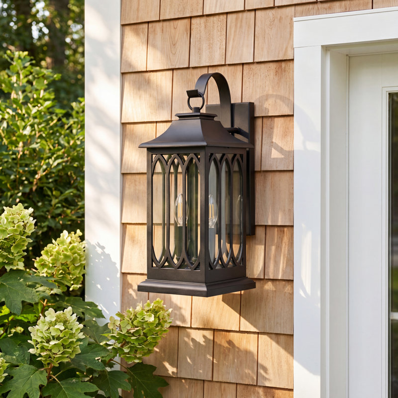 Birch Lane Edan 2 Light Outdoor Wall Sconce in Powder Coated Black