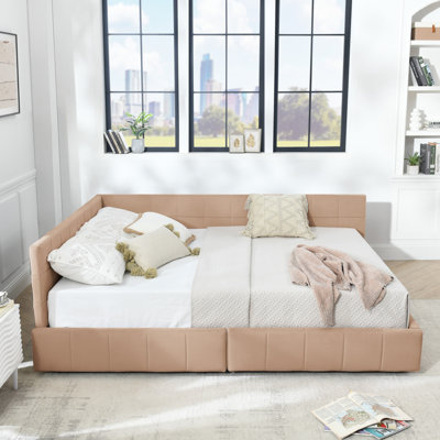  Structure de lit capitonnée avec rangement, canapé-lit avec dossier confortable et accoudoirs, lit pour chambre à coucher, salon, velours (85,5 po x 64,5 po x 29,5 po)
