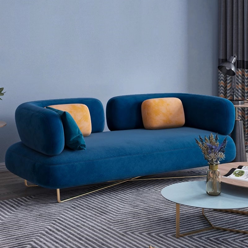 Modern Minimalist Flannel Sofa, Blue