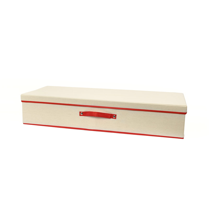 Organisateur de papier cadeau avec couvercle Maye, Naturel / rouge