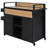 52.8"W Wicker Outdoor Grill Cart With Extended Faux Wood Table Top, Rolling Kitchen Island On Wheels With Storage Cabinet For Patio, Backyard, Garden, And Poolside, Double Handle Design, Black And Brown | Gift Idea-1659909653