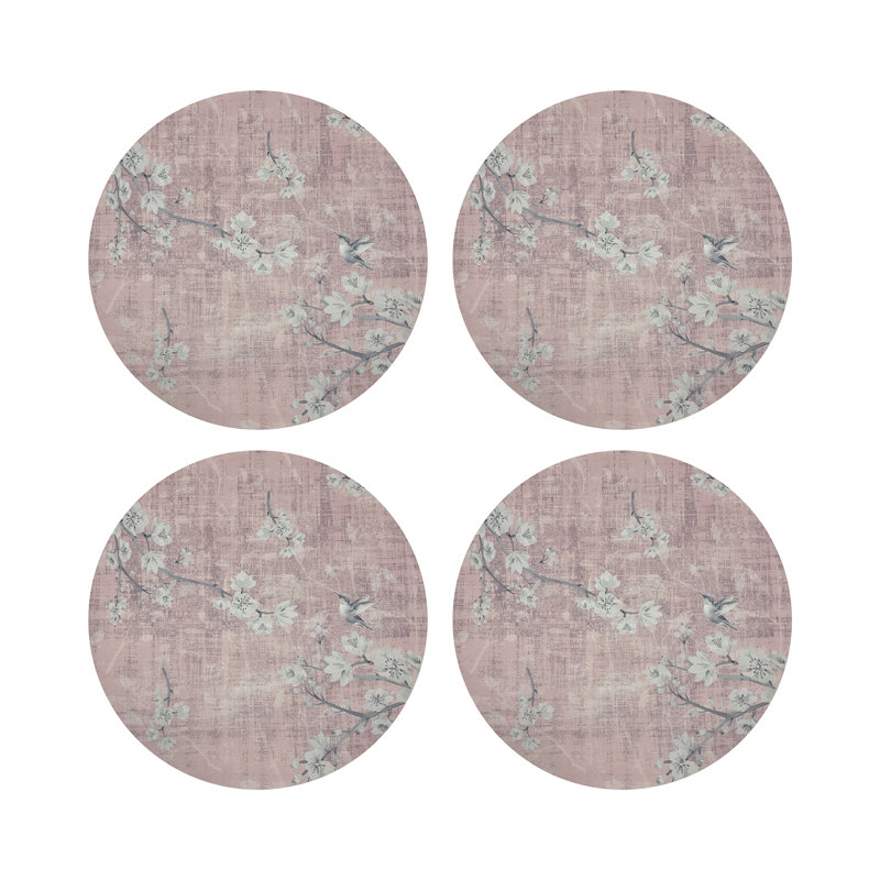 Blossom Fantasia Pebble 16" Vinyl Placemat, Soft Pink
