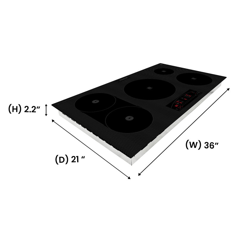 Equator Black Ceramic-Induction 36" 5 Burner Cooktop with Touch Control