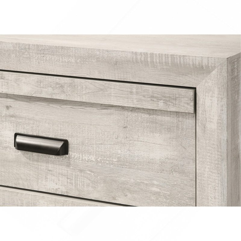 Meuble de chambre à coucher 1 tiroir contemporain à cinq tiroirs avec finition beige et gris rustique