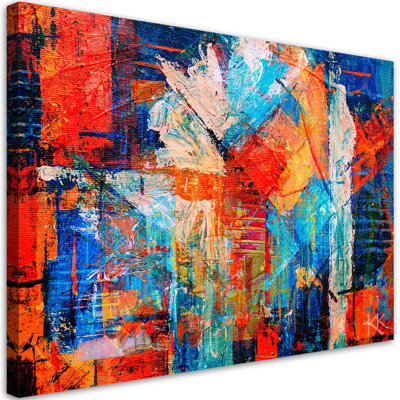 Colourful, Hand -Painted Abstract 3D Image - No Frame Print on Canvas