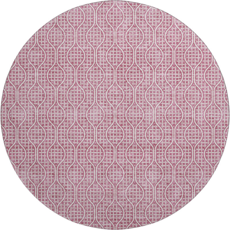 Premium Machine Washable Prisco Blush Rug, Round 8'