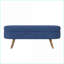 Banc de rangement repose-pieds ovale, lin bleu marine, pieds en bois d'hévéa, 43,5 po x 16 po x 16 po - Repose-pieds / siège | Brun | Bois
