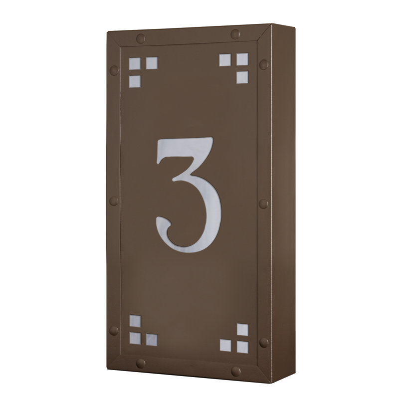 Plaque d'adresse murale personnalisable 12 V pour 1 à 2 chiffres, Bronze thermolaqué / blanc, Oui