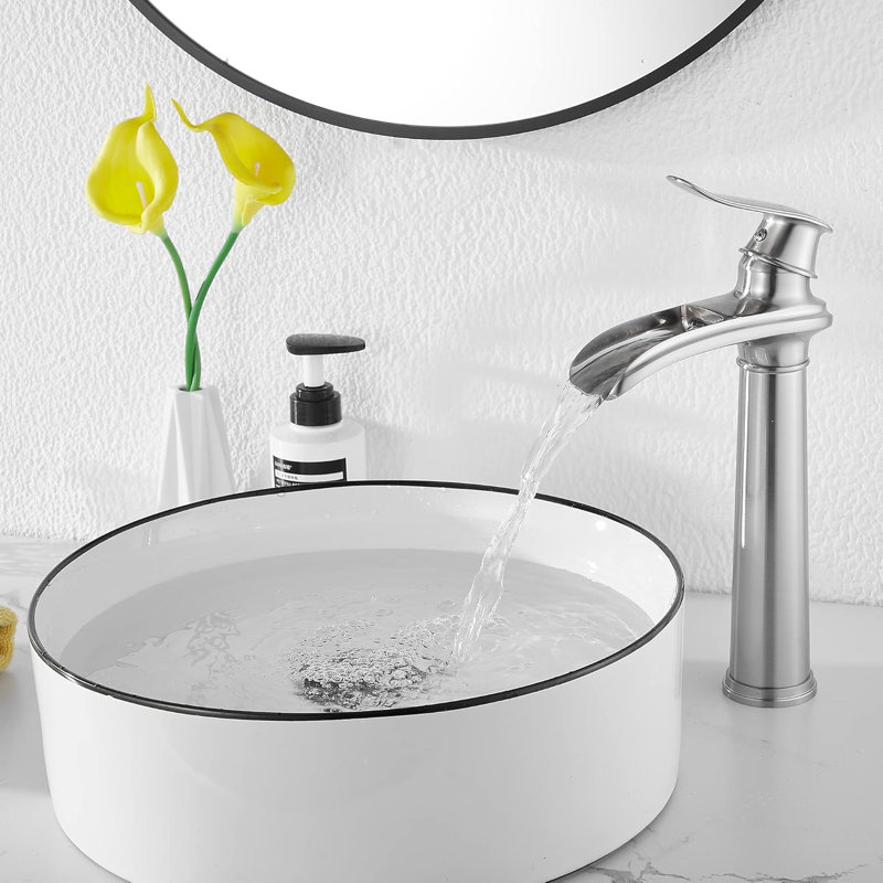 Single-handle Bathroom Faucet with Drain Assembly, Brushed Nickel