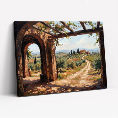 Ensemble de 1 tableau sur toile représentant un paysage rustique