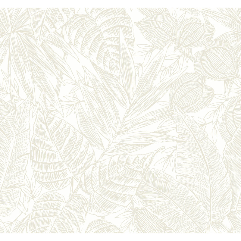 Papier peint feuilles de palmier Brentwood, Blanc cassé