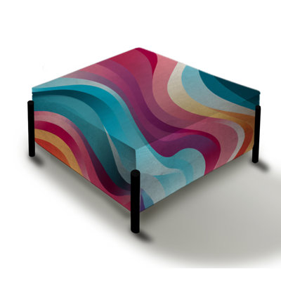 Poupart Striped Rainbow Rhythm - Striped Large Square Ottoman