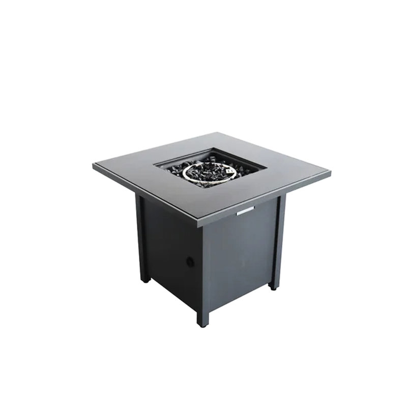 30'' W X 25'' H Steel Fire Pit Table With Lid, 40000 Output, 8 Hours Burning, Push-Button Ignition, Modern Gray Design Outdoor Fireplace Take-Away , Hr Burn, Ignite,