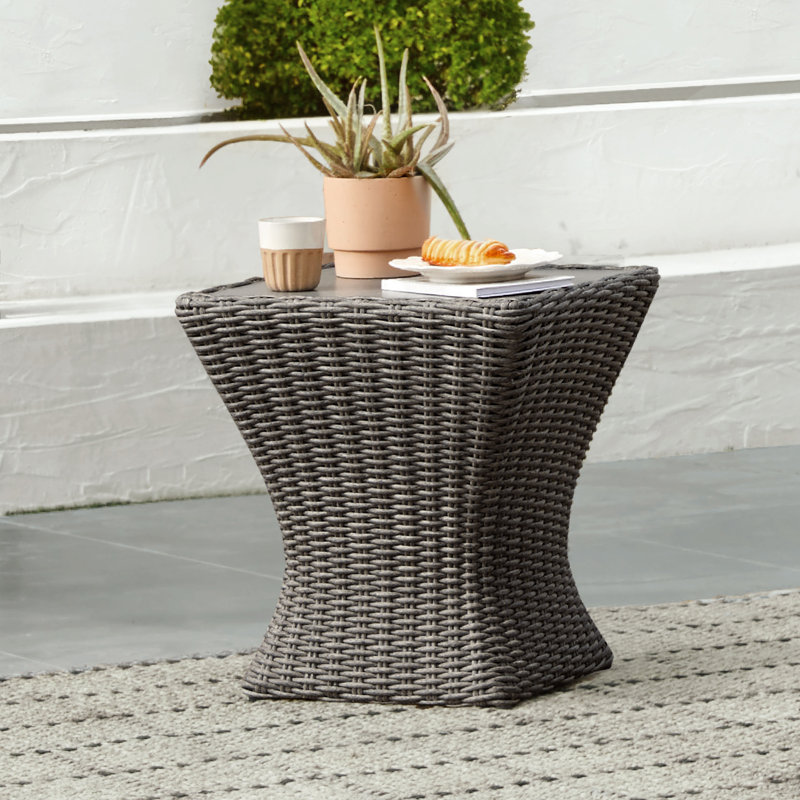 Table d'appoint de patio en osier, Gris