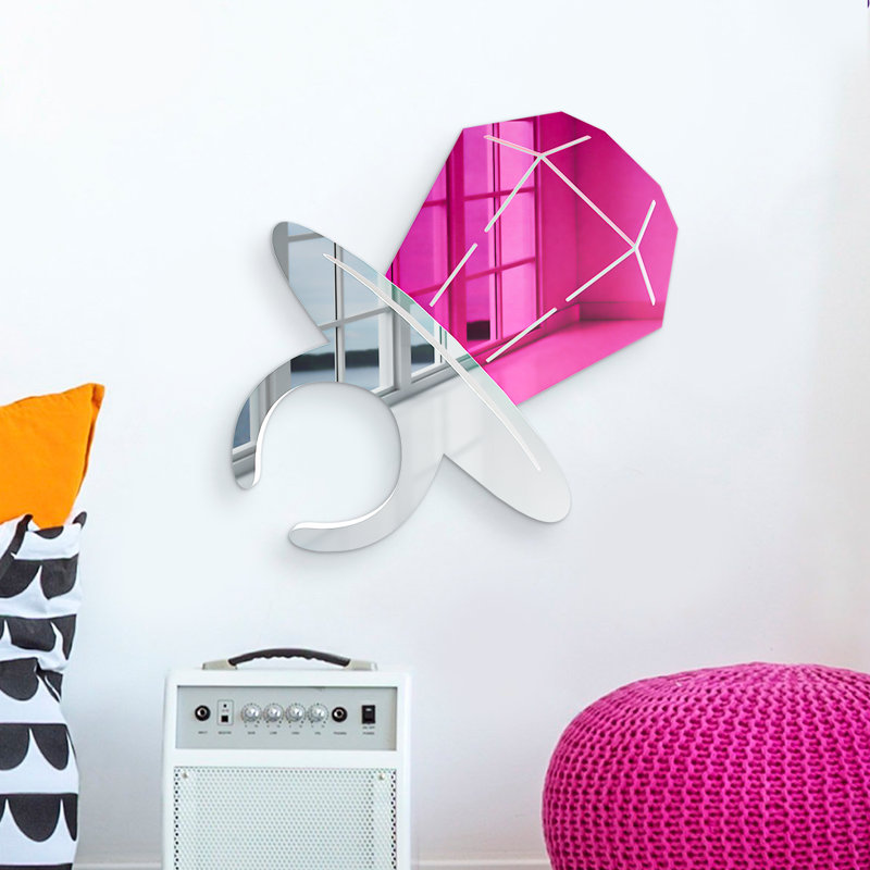 Décoration murale miroir bonbon, H 12 po x l 12 po x P 1 po, Blanc / rose
