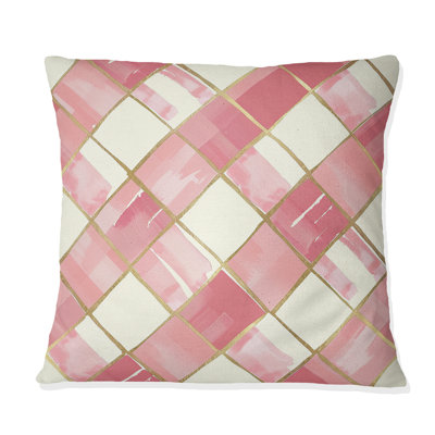Pink Beige Midcentury II - Glam Throw Pillow