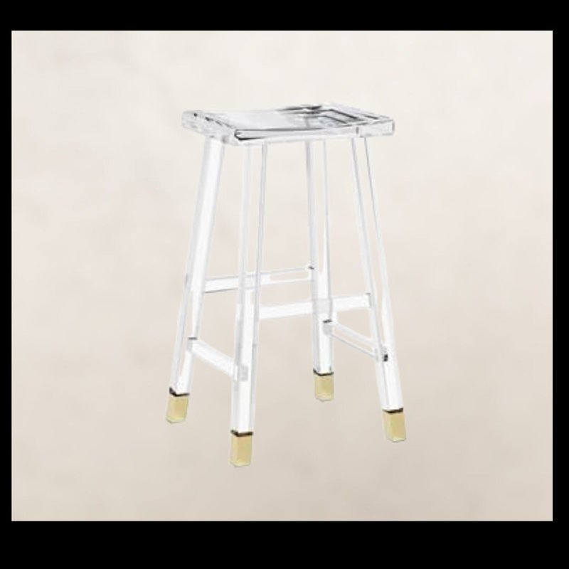 Acrylic Modern Stool Counter Stool, Clear/Yellow