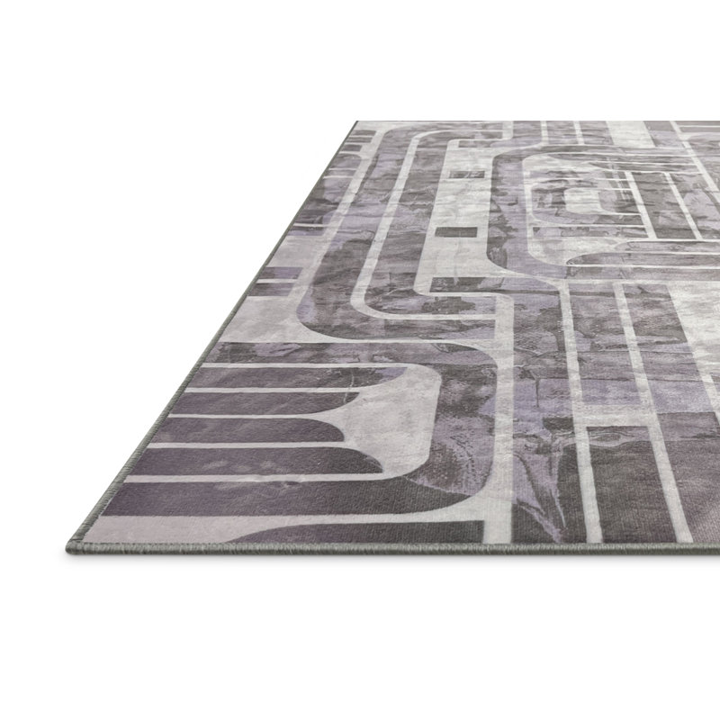 Tapis en polyester tissé à la machine en lotus, Rectangle 4 pi x 6 pi