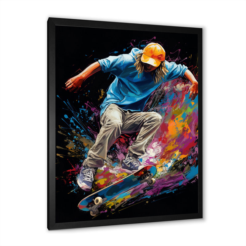 Skateboard Urban Flow IV - Sports, reproduction d'art sur toile, H 40 po x l 30 po x P 1,5 po, Cadre photo noir