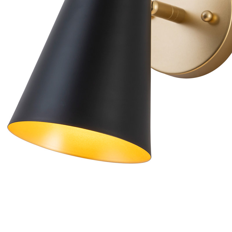 1 - Light Adjustable Armed Cone Wall Sconce, Black