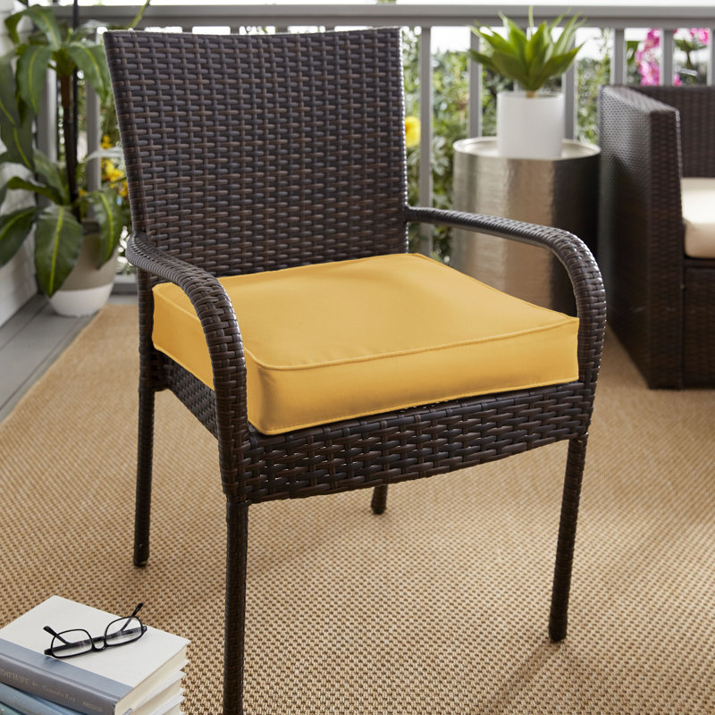 Outdoor Dining Chair Seat Cushion, Fresco Daffodil, 20" W x 20" D