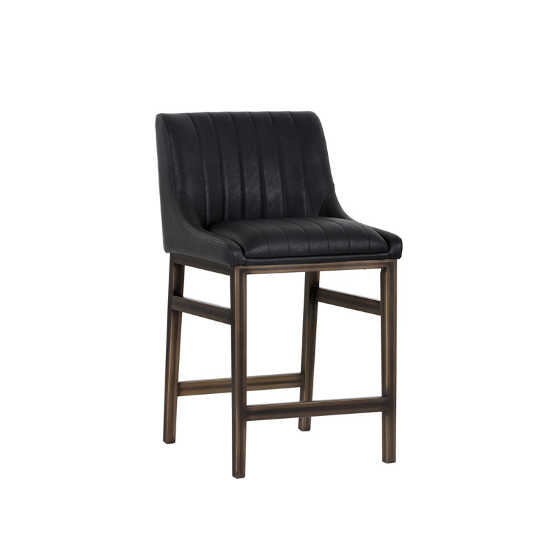 Halden Armless Bar & Counter Stool, Black Seat/ Dark Brown Frame, Counter Stool (26" Seat Height)