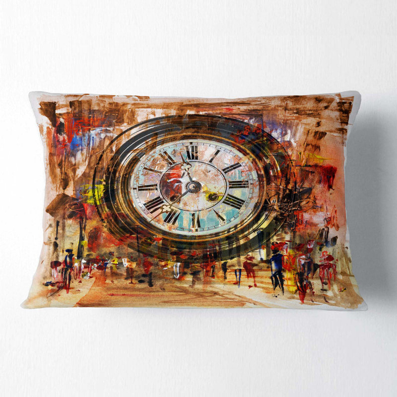 Coussin lombaire à peinture abstraite People and Time