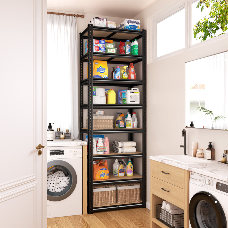 8-Tier Adjustable Metal Shelving Unit, 21.6" W x 11.8" D x 84" H Tall Storage Shelves Rack with Rolled-Edge