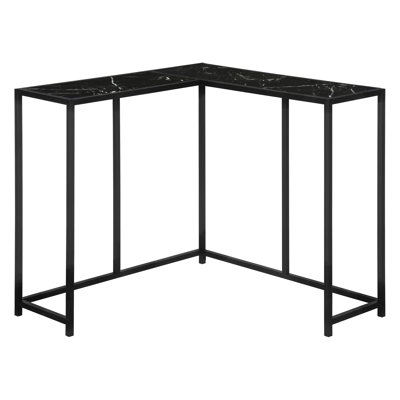 Bedroom Black Marble Look Console - Narrow Corner Table With Metal Frame, Modern Accent Contemporary Laminate For Living Room Frame