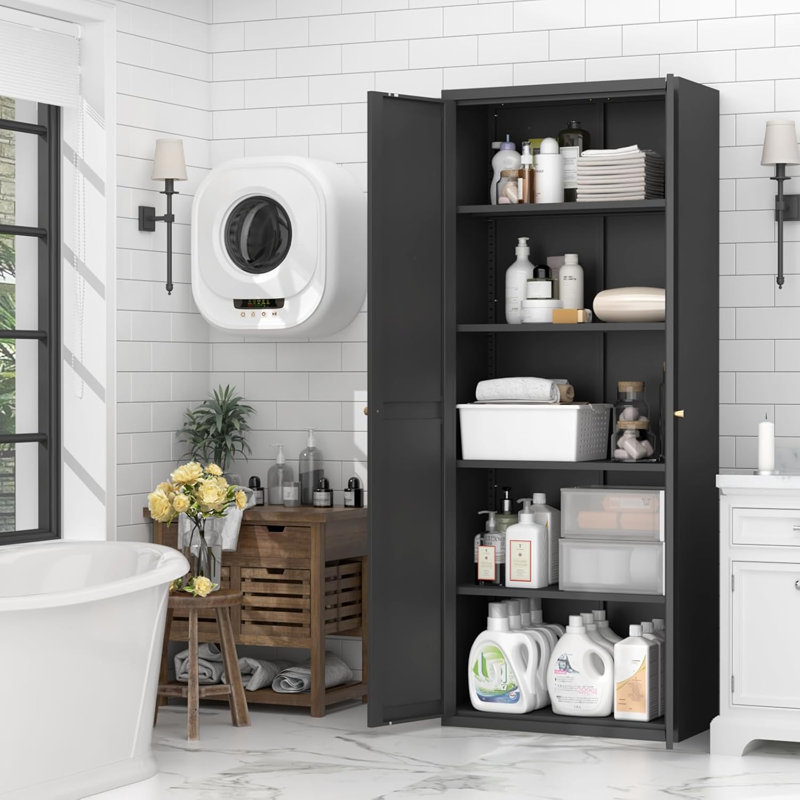 Armoire de rangement pour garde-manger de 71 po, grande armoire de cuisine Farmhouse, armoire de rangement pour garage avec portes et tablettes réglables
