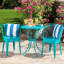 Water- Iron Bistro Table And Chairs - 3 Pc Kd Metal Outdoor Piece With Wear- Coating-1630968602