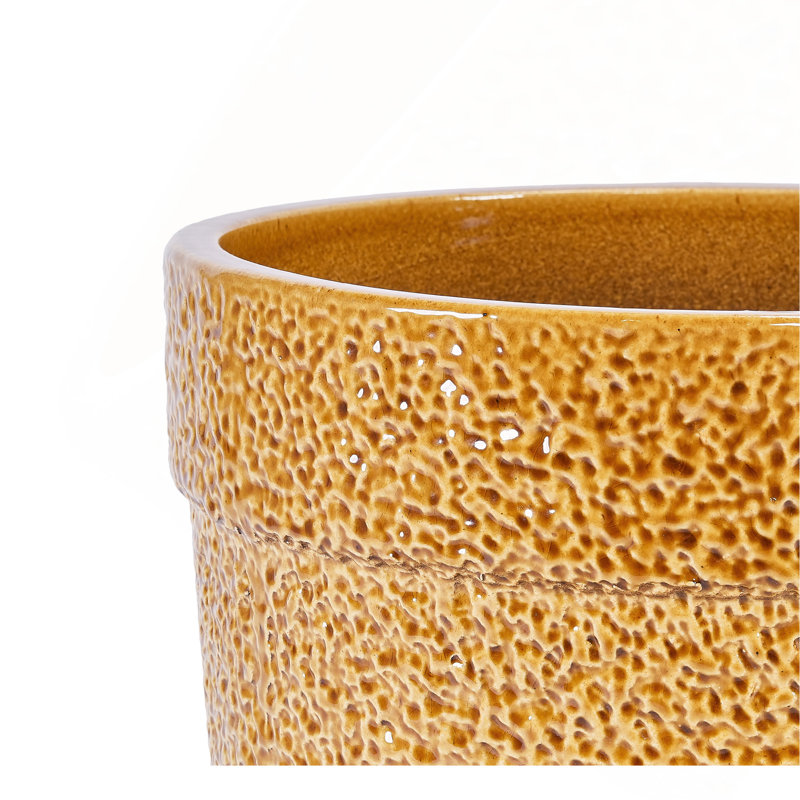Ensemble de pots à fleurs en céramique fait à la main de 3, 15/12/9 pouces de diamètre, glacis moucheté terre, pour orchidées et plantes d'intérieur, pour fenêtre et bibliothèque, argile respirante