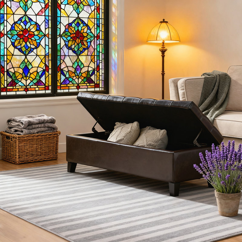 Banc repose-pieds avec rangement, Marron foncé