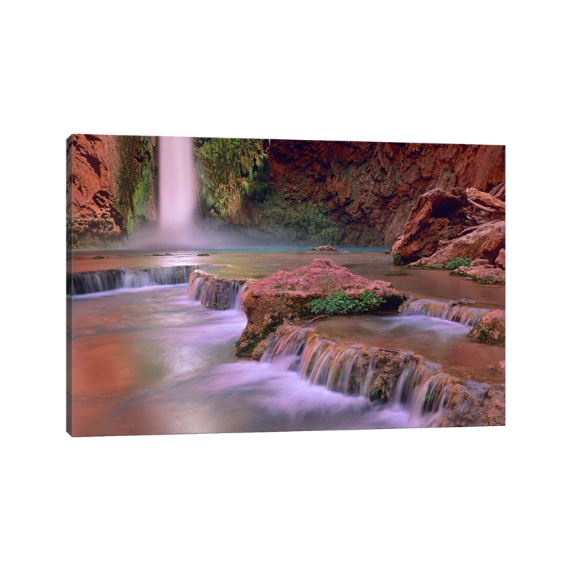 Mooney Falls Cascading Into Havasu Creek, Grand Canyon National Park, Arizona 1 Piece Wrapped Canvas Wall Art