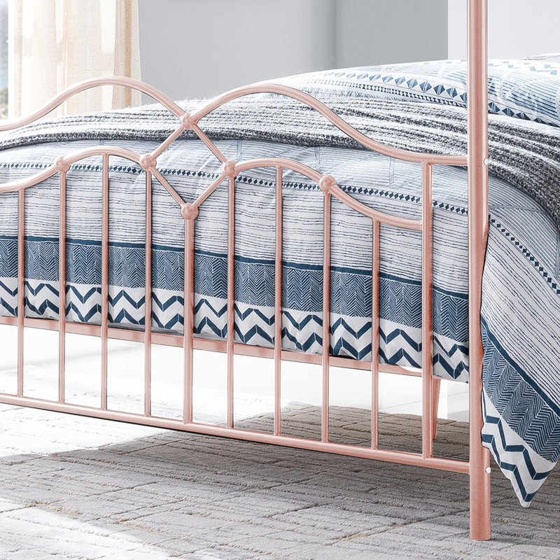 Élégante base de lit à baldaquin en métal, pour ajouter élégance et durabilité à n'importe quelle chambre à coucher., Rose