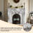 51.18"Gray White Natural Marble Simulated Flame Electric Fireplace Heater-118625541-118625537