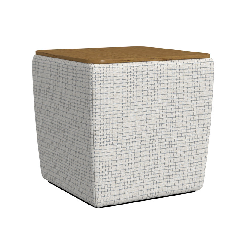 Nako Upholstered Ottoman, Cream Mini Grid