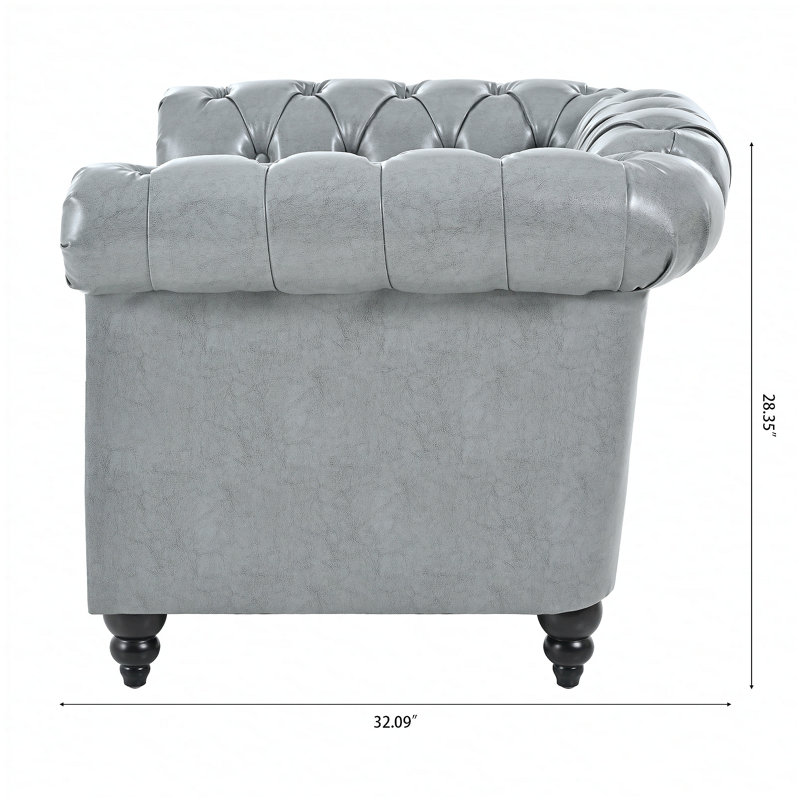 Fauteuil d'appoint pour salon, Similicuir gris pâle, Noir