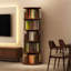 Bibliothèque rotative à 5 niveaux, bibliothèque rotative à 360 °, peu encombrante, petite bibliothèque rotative pour chambre à coucher, salon, maison, bureau, noyer