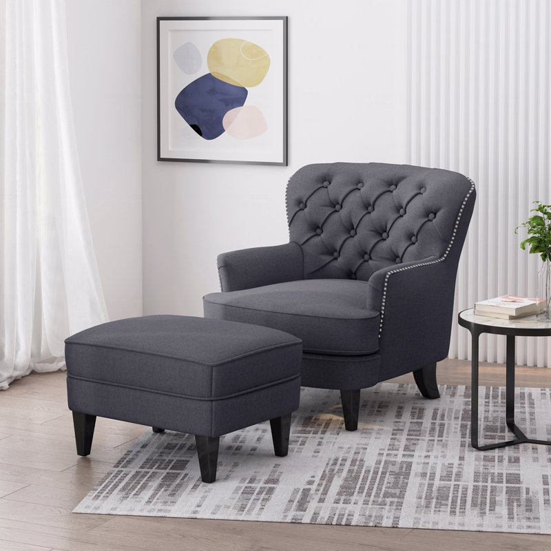 Fauteuil club + repose-pieds