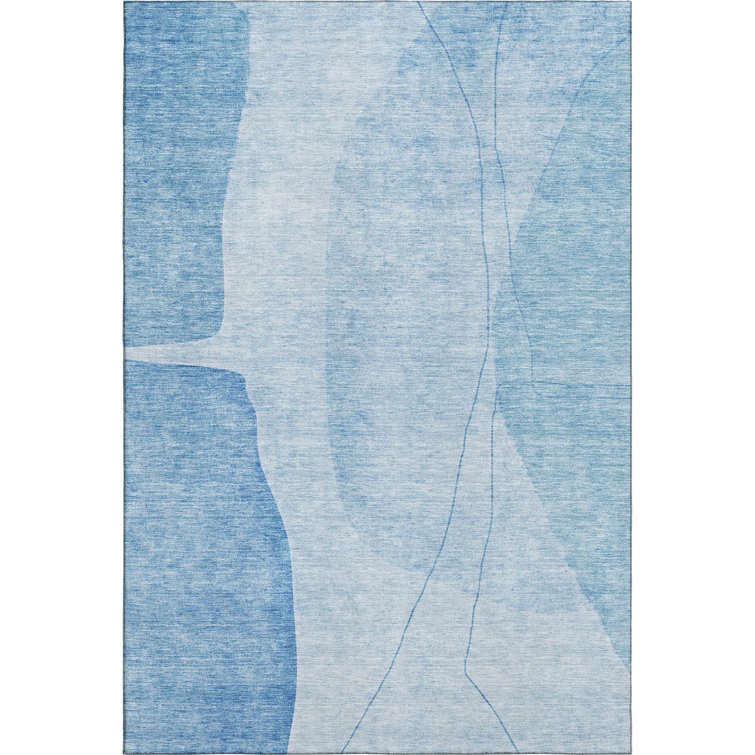 Premium Machine Washable Prisco Blue Rug