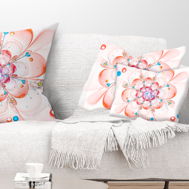 Coussin lombaire à fleurs fractales impeccable perfect, Rouge / Bleu