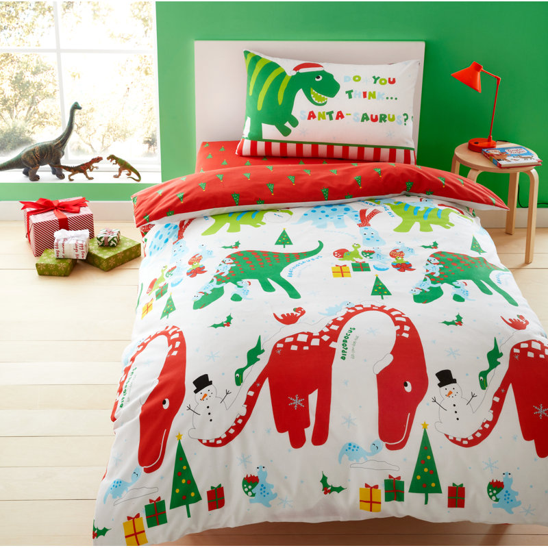 Roarsome Christmas Dino Duvet Cover Set